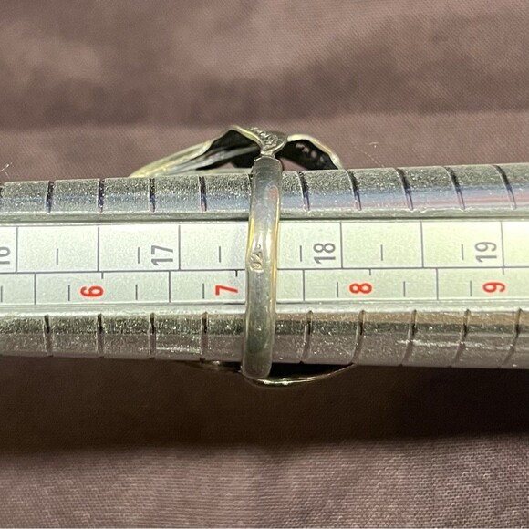 Vintage Large 925 Sterling Silver & Amber Ring Size 7.25 - Picture 11 of 12